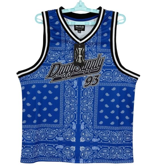 NWT Dogg Supply Men's Royal Blue Mesh Bandana Basketball Jersey Tank Size Medium - Picture 1 of 8